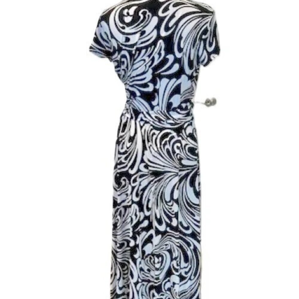 MICHAEL KORS Black & White Abstract Print V-Neck Hi/Lo Hem Maxi Dress Size-2 NWT - Picture 10 of 12